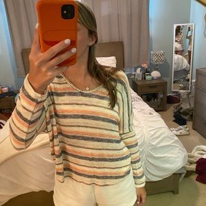 Sadie & Sage Sweater
Striped Wide Knit V-Neck Coastal Sweater